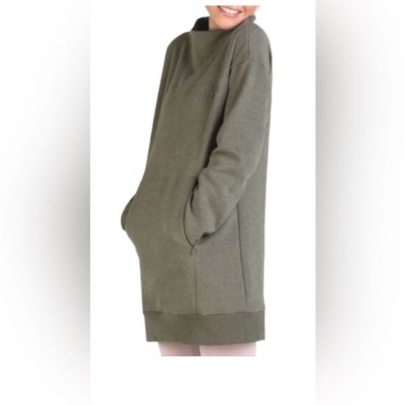 Gymshark Olive Green Women’s Funnel Neck So Soft Tunic Sweatshirt - Picture 3 of 7